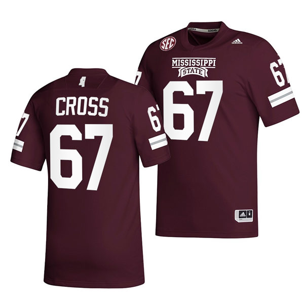 Mens Mississippi State Bulldogs #67 Charles Cross adidas Maroon College Football Game Jersey Mens Mississippi State Bulldogs #67 Charles Cross adidas Maroon College Football Game Jersey