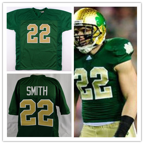 Mens Notre Dame Fighting Irish #22 Harrison Smith Adidas Green With Name Jersey