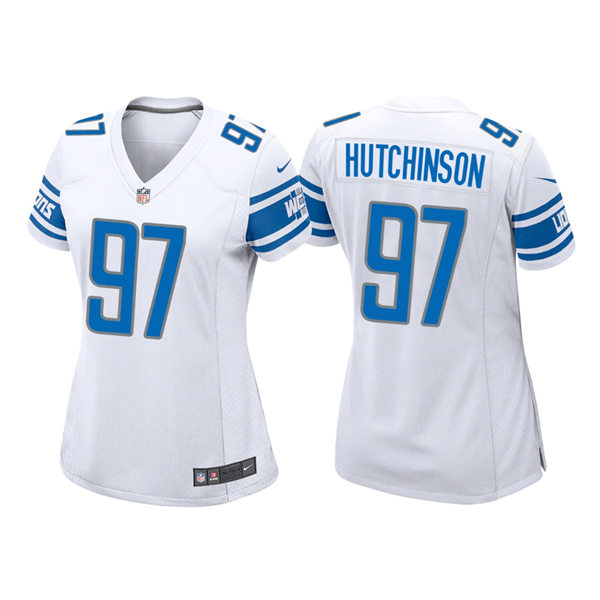 Women's Detroit Lions #97 Aidan Hutchinson Nike White Limited Player Jersey