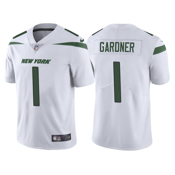 Men's New York Jets #1 Ahmad Sauce Gardner Nike White Vapor Limited Jersey