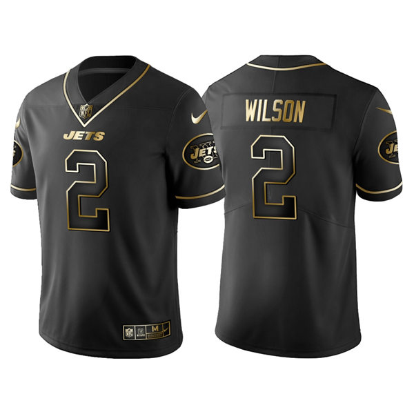 Mens New York Jets #2 Zach Wilson Black Golden Limited Jersey