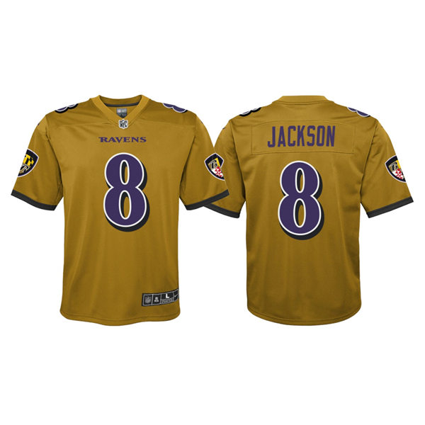 Youth Baltimore Ravens #8 Lamar Jackson Gold Inverted Game Jersey