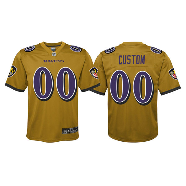 Youth Baltimore Ravens Custom Gold Inverted Game Jersey
