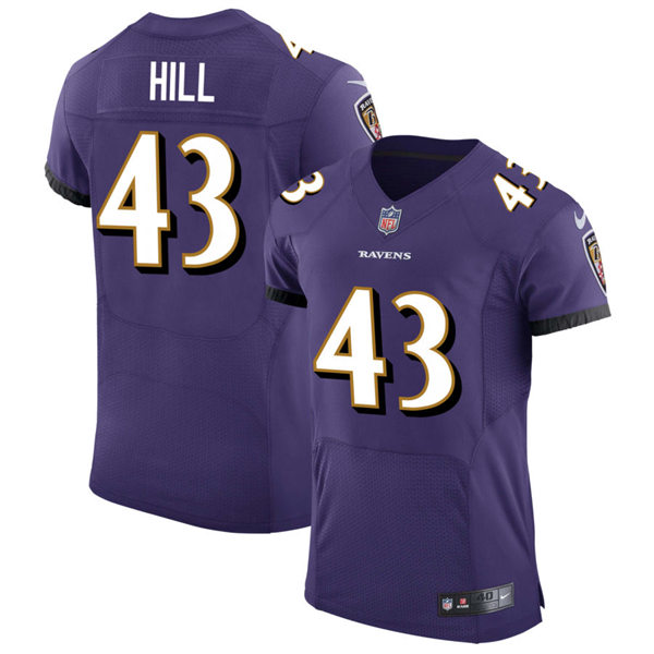 Mens Baltimore Ravens #43 Justice Hill Nike Purple Vapor Limited Player Jersey