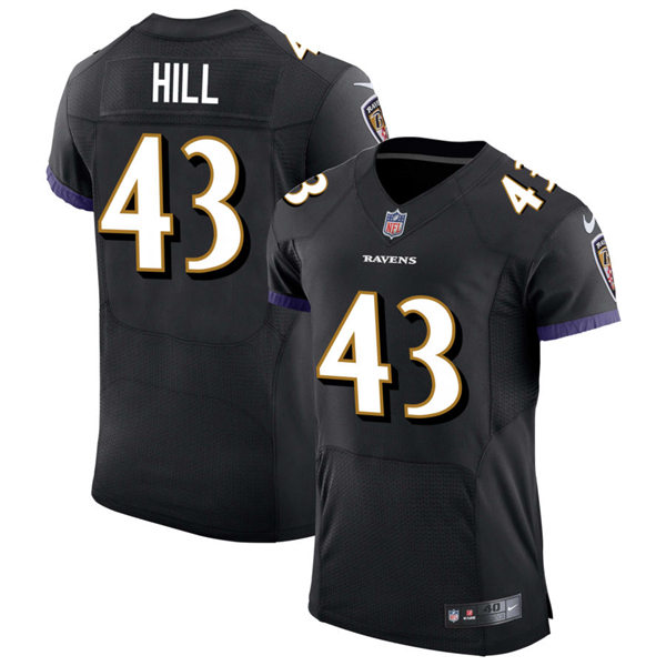 Mens Baltimore Ravens #43 Justice Hill Nike Black Alternate Vapor Limited Player Jersey