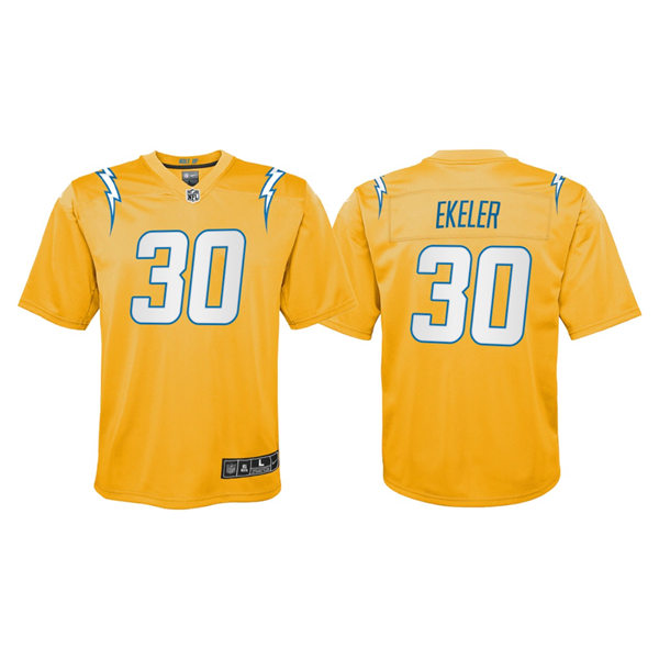 Youth Los Angeles Chargers #30 Austin Ekeler Nike 2021 Gold Inverted Legend Jersey