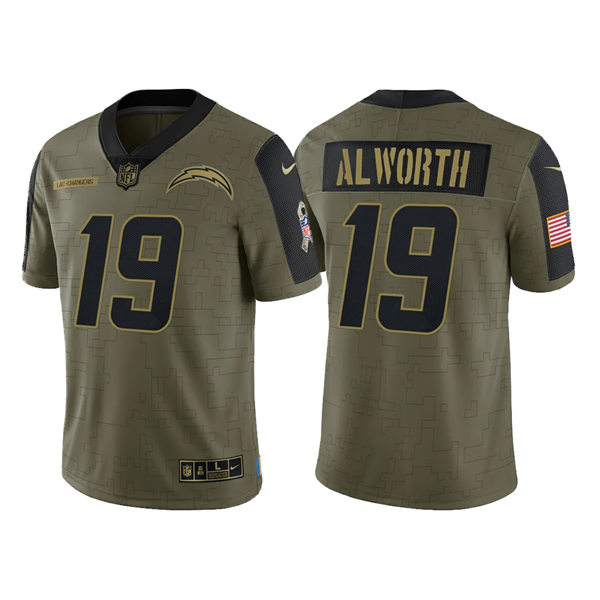 Mens Los Angeles Chargers Retired Player #19 Lance Alworth Nike Olive 2021 Salute To Service Limited Jersey