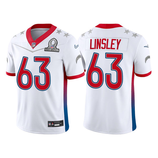 Mens Los Angeles Chargers #63 Corey Linsley White 2022 AFC Pro Bowl Game Jersey