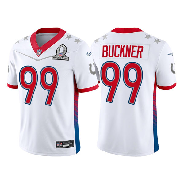 Mens Indianapolis Colts #99 DeForest Buckner White 2022 AFC Pro Bowl Game Jersey