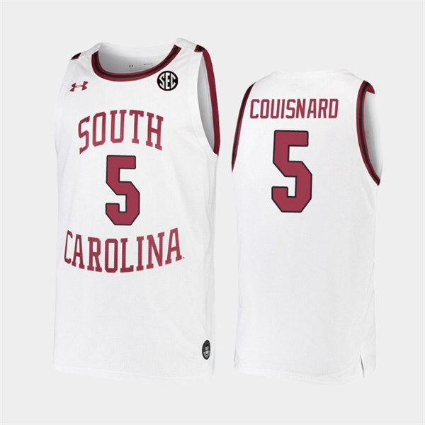 Men's South Carolina Gamecocks #5 Jermaine Couisnard White College Basketball Game Jersey