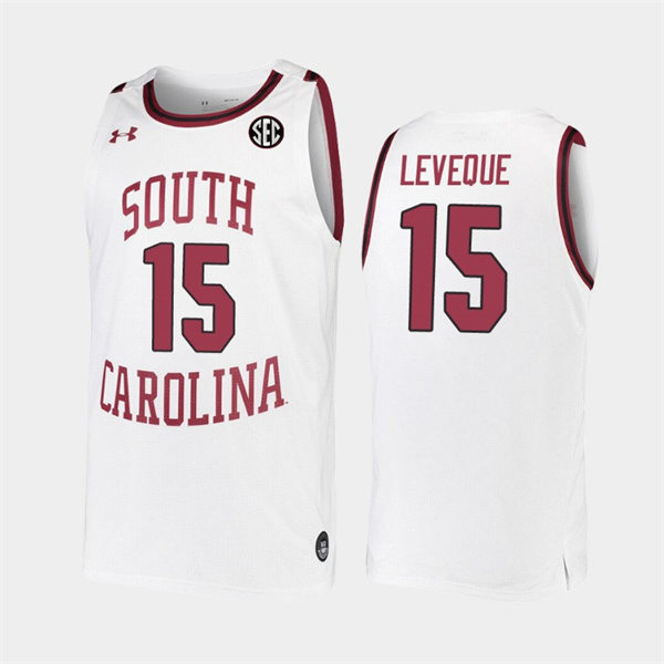 Men's South Carolina Gamecocks #15 Wildens Leveque White College Basketball Game Jersey