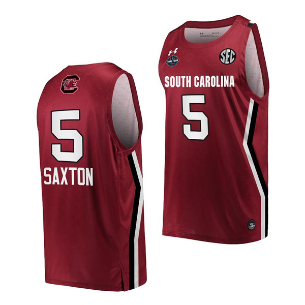 Women's South Carolina Gamecocks #5 Victaria Saxton Wine NCAA 2022 March Madness Final Four Basketball Jersey