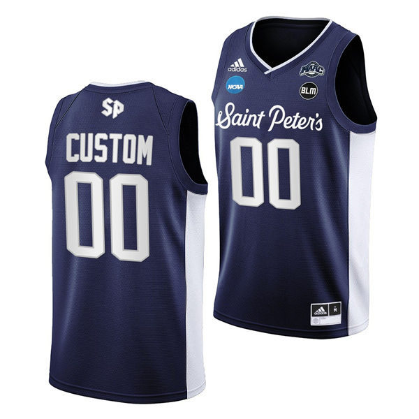 Men's Youth Saint Peter's Peacocks Custom Adidas Navy College Basketball Game Jersey