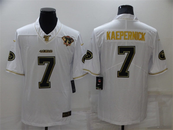 Men's San Francisco 49ers #7 Colin Kaepernick Nike White Gold Retro Football Jersey