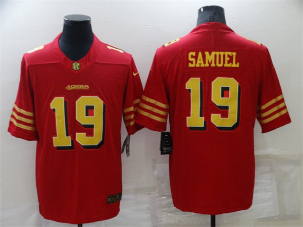 Mens San Francisco 49ers #19 Deebo Samuel Nike Scarlet Gold Vapor Limited Jersey