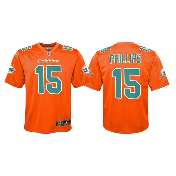 Youth Miami Dolphins #15 Jaelan Phillips Nike Orange Inverted Jersey