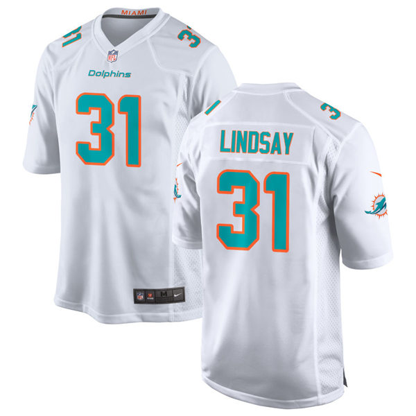 Mens Miami Dolphins #31 Phillip Lindsay Nike White Vapor Limited Jersey