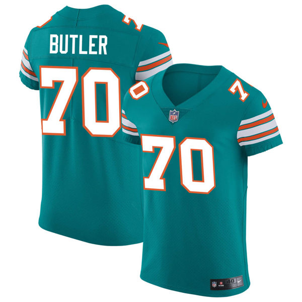 Mens Miami Dolphins #70 Adam Butler Nike Aqua Retro Alternate Vapor Limited Jersey