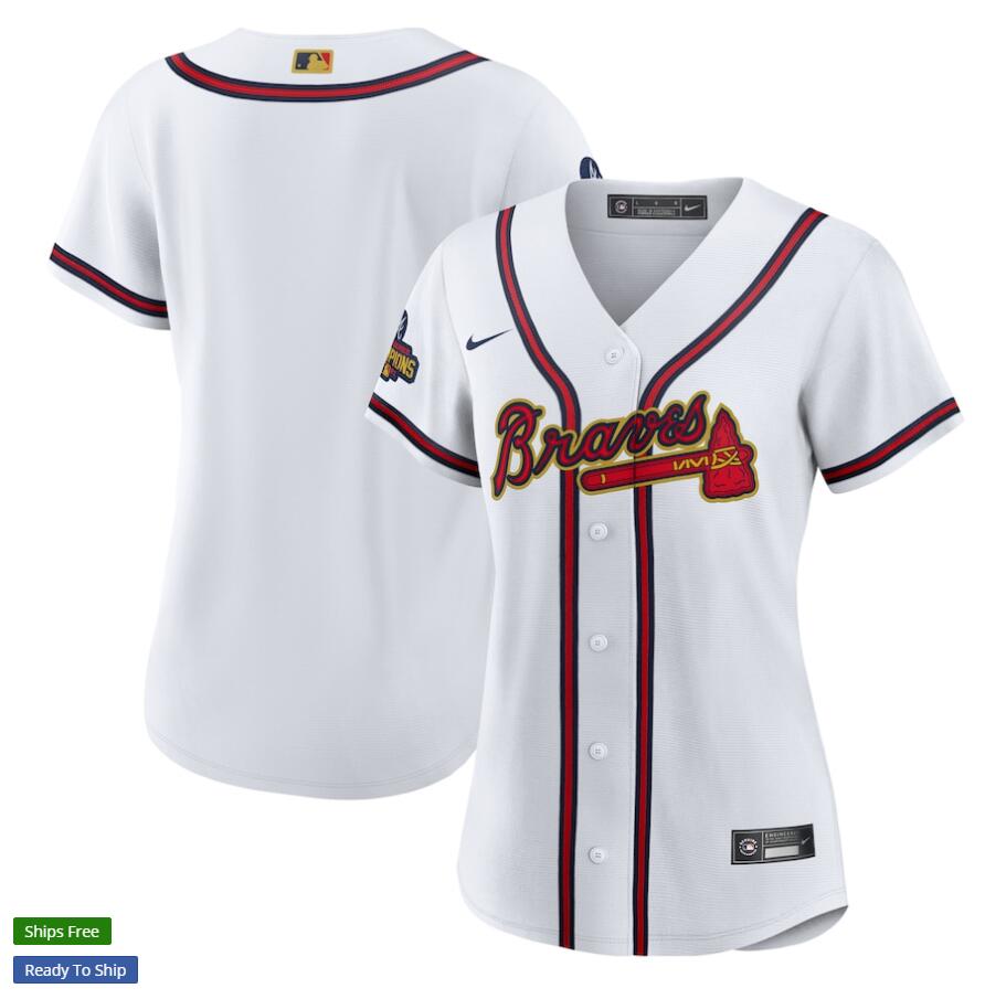 Women's Atlanta Braves Nike White 2022 Gold Program Blank Jersey