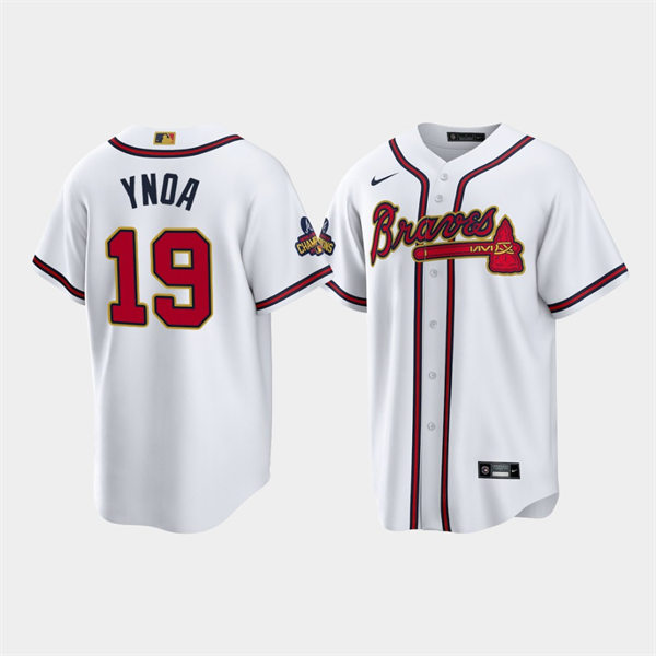 Men's Atlanta Braves #19 Huascar Ynoa White 2022 Gold Program World Championship Jersey