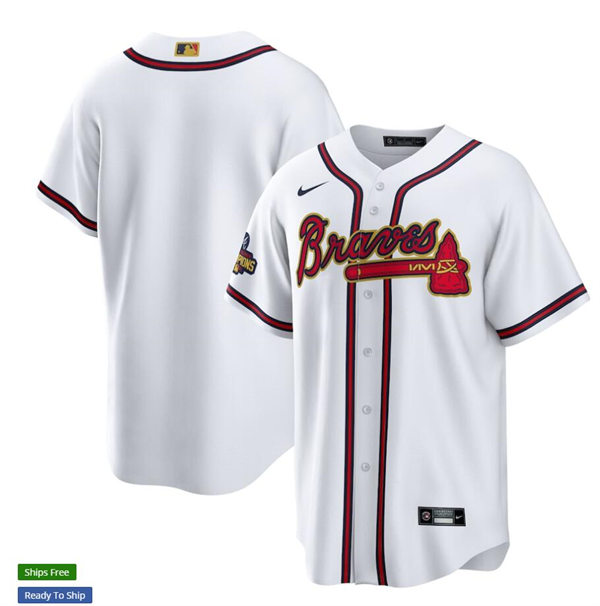 Men's Atlanta Braves Nike White 2022 Gold Program Replica Blank Jerse