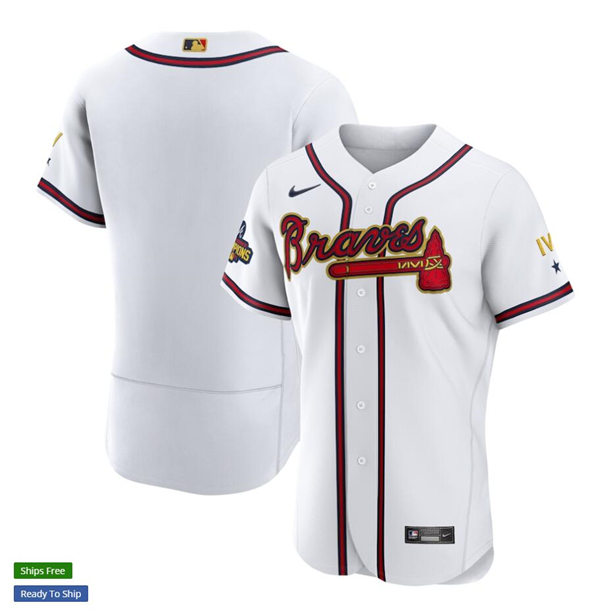 Men's Atlanta Braves Nike White 2022 Gold Program Authentic Blank Jersey