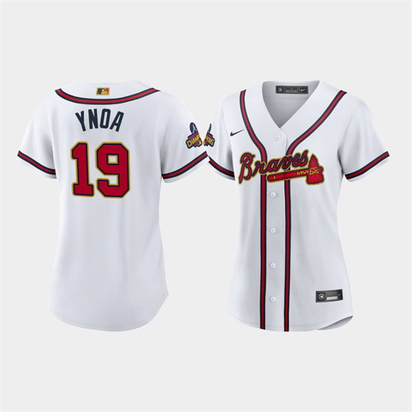 Women's Atlanta Braves #19 Huascar Ynoa White 2022 Gold Program Jersey