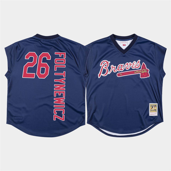 Men's Atlanta Braves #26 Mike Foltynewicz Mitchell & Ness Navy 1999 Turn Ahead The Clock Throwback Jersey