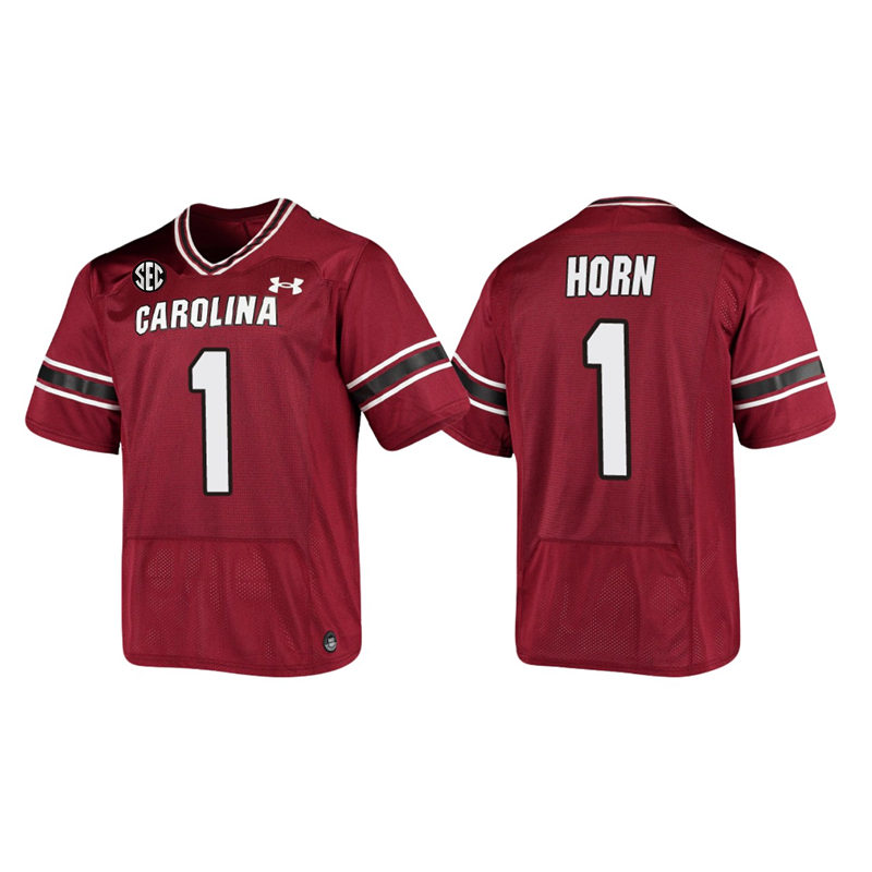 Men's South Carolina Gamecocks #1 Jaycee Horn Garnet Under Armour College Football Game Jersey