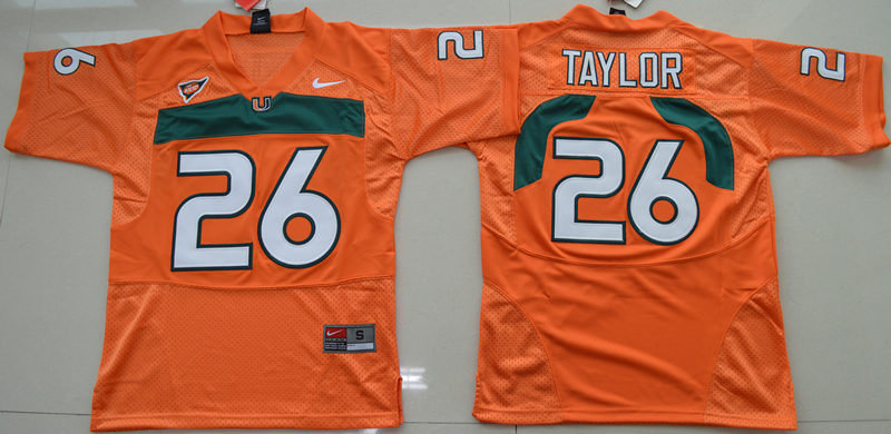 Mens Miami Hurricanes #26 Sean Taylor Nike Orange Throwback Football Jersey