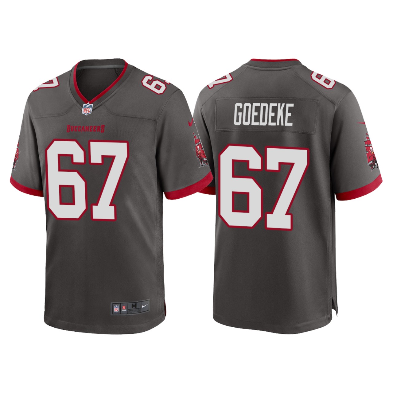 Youth Tampa Bay Buccaneers #67 Luke Goedeke Nike Pewter Alternate Limited Jersey