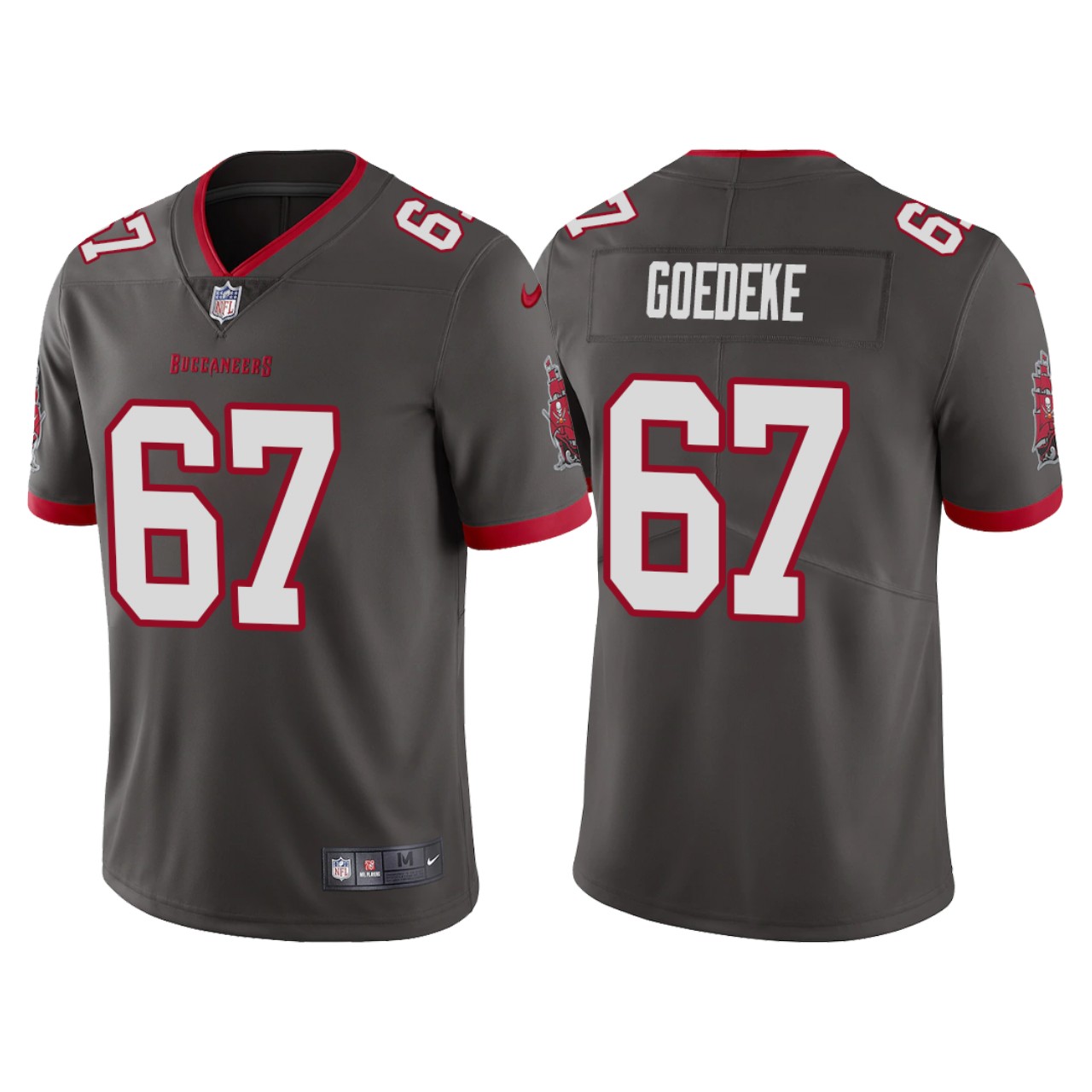 Mens Tampa Bay Buccaneers #67 Luke Goedeke Nike Pewter Alternate Vapor Limited Jersey