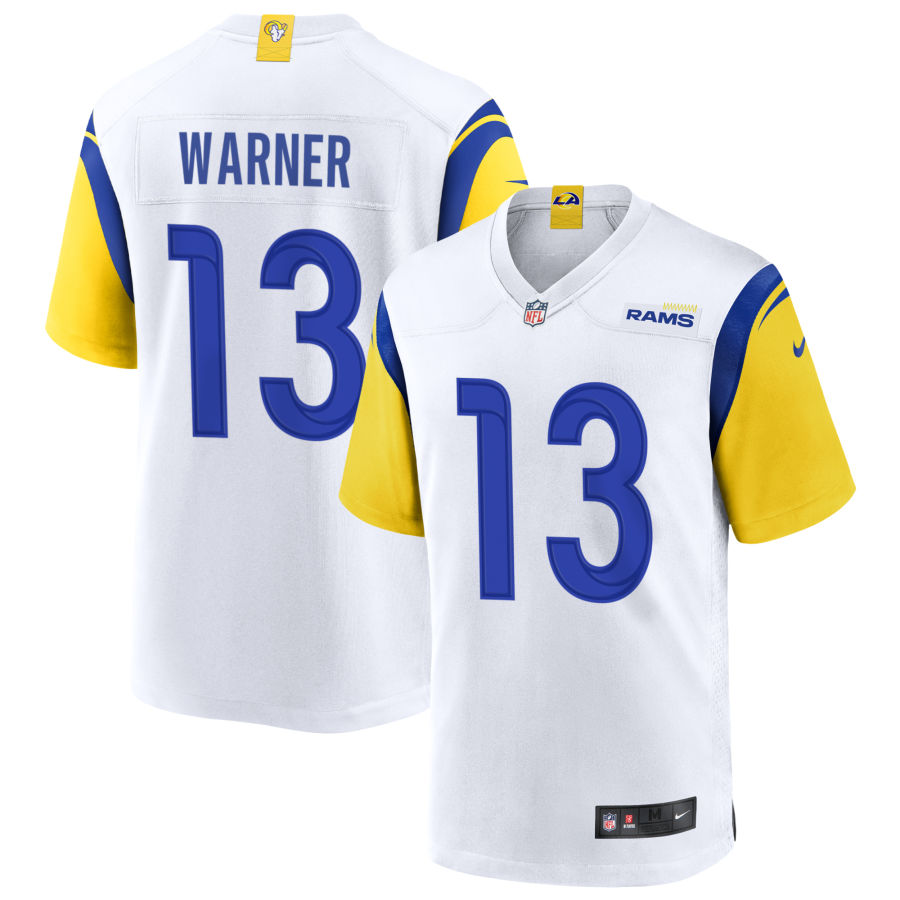 Men's Los Angeles Rams Retired Player #13 Kurt Warner Nike White Vapor Limited Jersey