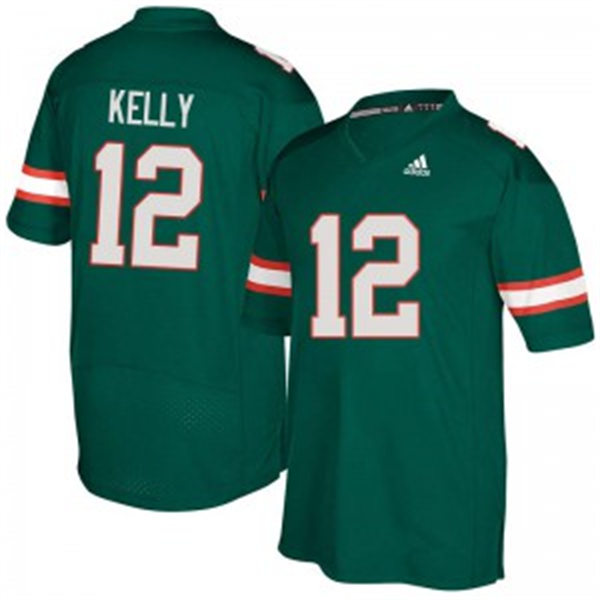 Mens Miami Hurricanes #12 Jim Kelly Adidas 2021 Green College Football Game Jersey