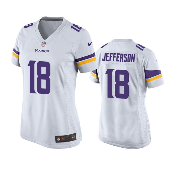 Womens Minnesota Vikings #18 Justin Jefferson Nike White Limited Jersey
