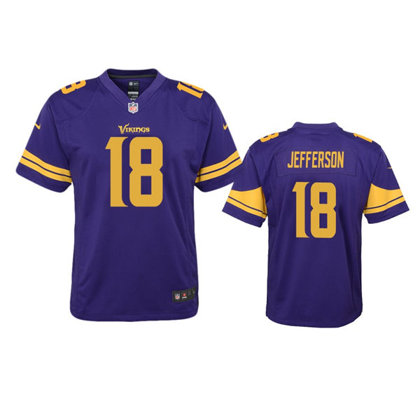 Youth Minnesota Vikings #18 Justin Jefferson Nike Purple Color Rush Limited Jersey