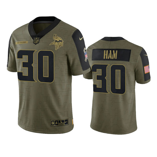 Men's Minnesota Vikings #30 C.J. Ham Nike Olive 2021 Salute To Service Limited Jersey