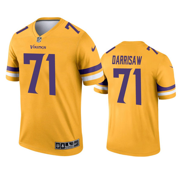 Men's Minnesota Vikings #71 Christian Darrisaw Nike Gold Inverted Limited Jersey