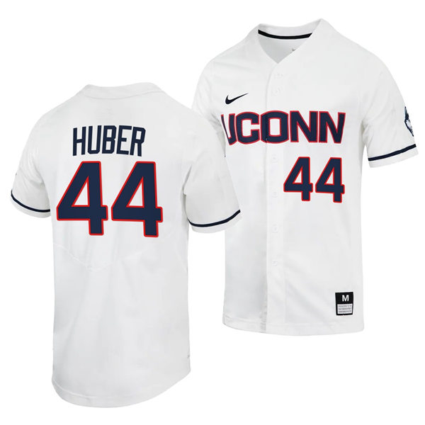 Mens UConn Huskie #44 Ben Huber Nike White College Baseball Game Jersey