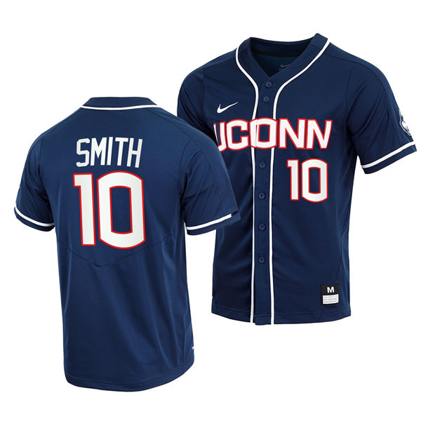 Mens UConn Huskie #10 David Smith College Baseball Game Jersey Nike Navy 