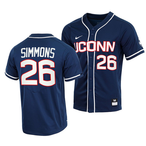 Men's Youth UConn Huskie #26 T.C. Simmons College Baseball Game Jersey Nike Navy 