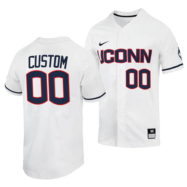 Mens Youth UConn Huskies Custom Nike White College Baseball Game Jersey