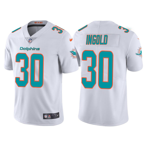 Mens Miami Dolphins #30 Alec Ingold Nike White Vapor Limited Player Jersey
