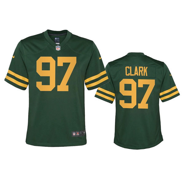 Youth Green Bay Packers #97 Kenny Clark Nike 2021 Green Alternate 1950s Retro Jersey