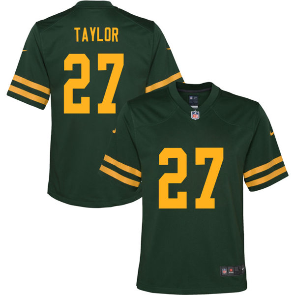 Youth Green Bay Packers #27 Patrick Taylor Nike 2021 Green Alternate 1950s Retro Jersey