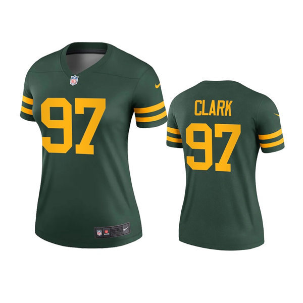 Womens Green Bay Packers #97 Kenny Clark Nike 2021 Green Alternate 1950s Retro Jersey