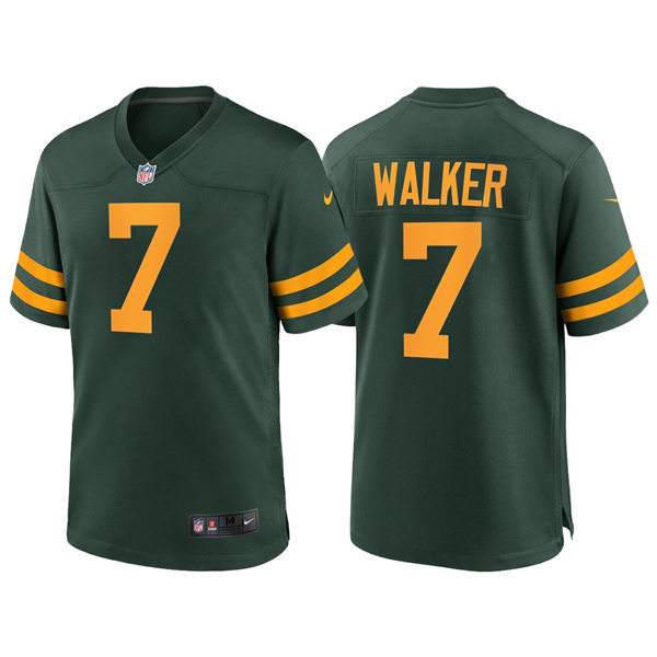 Mens Green Bay Packers #7 Quay Walker Nike 2021 Green Alternate Retro 1950s Throwback Jersey