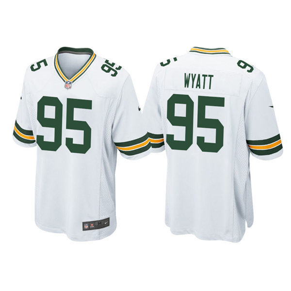 Mens Green Bay Packers #95 Devonte Wyatt Nike White Vapor Limited Player Jersey