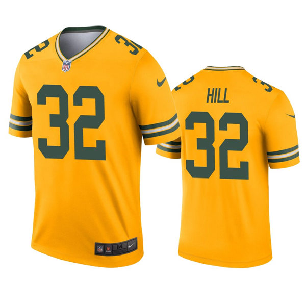 Mens Green Bay Packers #32 Kylin Hill Nike Navy Gold Throwback Limited Jersey
