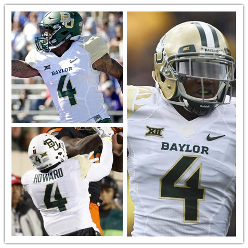 Mens Baylor Bears #4 Xavien Howard White 2015 College Football Game Worn Jersey